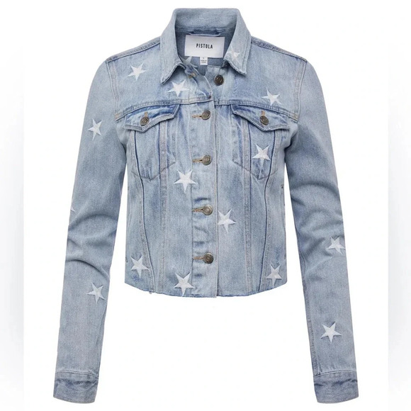 PISTOLA‎ BRANDO STAR EMBROIDERY DENIM JACKET - ZODIAC XS - Picture 2 of 16